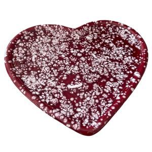 Decorative Red & White Speckled Ceramic Heart Plate